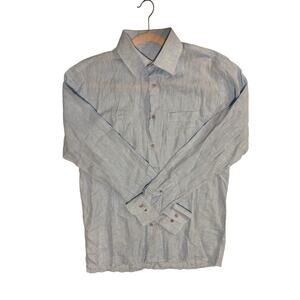 Raymond 100% Linen Button Down Long Sleeved Shirt Light Blue Size L (40) Loose